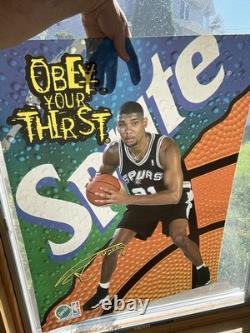RARE Tim Duncan 1997 Vending Machine Poster Spurs SPRITE Soda THICK 30 x 23