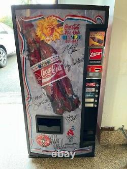 Rare 1996 Red Hot Olympics Coke Vending Machine signed by 5 Gold Medalists