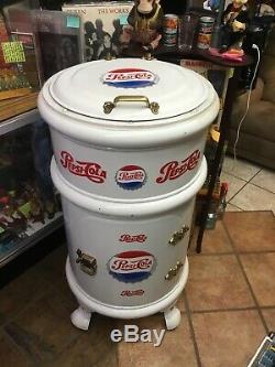 Rare Antique Pepsi Cola Round Ice Soda Box Cooler White Frost