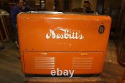 Rare Vintage 1940's Nesbitt's Orange Soda Pop Vending Machine Cooler Sign WORKS