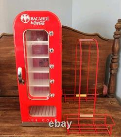 Retro Coca-Cola & Bacardi Vending Mini Soda Fridge 10 Can Machine With Rack RARE