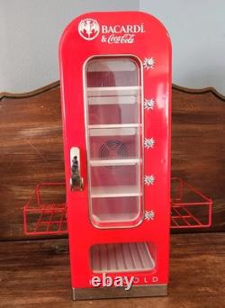 Retro Coca-Cola & Bacardi Vending Mini Soda Fridge 10 Can Machine With Rack RARE