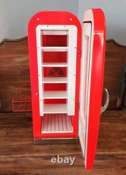 Retro Coca-Cola & Bacardi Vending Mini Soda Fridge 10 Can Machine With Rack RARE