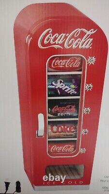 Retro Coca Cola Vending Fridge 10 Can Machine Mini Soda Refrigerator Coke Cooler