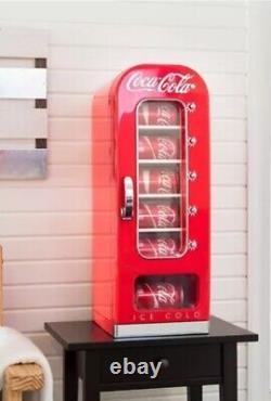 Retro Coca Cola Vending Fridge 10 Can Machine Mini Soda Refrigerator Coke Cooler