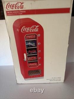 Retro Coca Cola Vending Fridge 10 Can Machine Mini Soda Refrigerator Coke Cooler