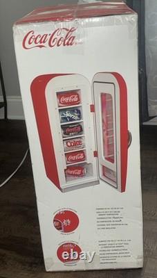 Retro Coca Cola Vending Fridge 10 Can Machine Mini Soda Refrigerator Coke Cooler