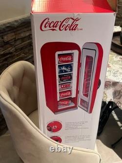 Retro Coca Cola Vending Fridge 10 Can Machine Mini Soda Refrigerator Coke Cooler
