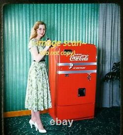 Stereo Slide, Pretty Blonde Woman Coca Cola Soda Vending Machine in 1950's 3D 3c