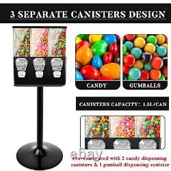 Treela Black Commercial Candy Vending Machine with Stand Triple Head Vending