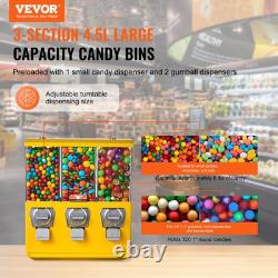 Triple Head Candy Vending Machine, 1-inch Gumball Vending Machine, Commercial