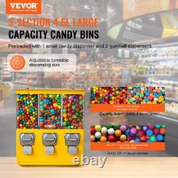 Triple Head Candy Vending Machine, 1-inch Gumball Vending Machine, Commercial