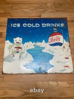 VINTAGE PEPSI BEAR SIGN RARE! Off a vending machine