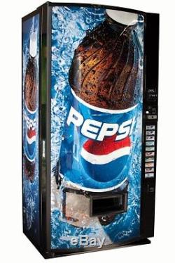 Vendo V-MAX Multi Price Soda Vending Machine with Pepsi Graphics Cans Bottles V570