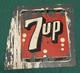 Vintage 1950s 7up Soda Machine Embossed Panel Sign Metal Cutout Approx 16 X 16