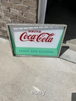 Vintage 1960's 33 Coca Cola Pause and Refresh Plexiglass Vending Machine Sign