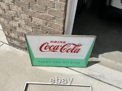 Vintage 1960's 33 Coca Cola Pause and Refresh Plexiglass Vending Machine Sign