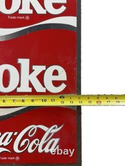 Vintage 1970s Coca-Cola Steel Vending Machine Sign Panel Silver Ribbon 25x14