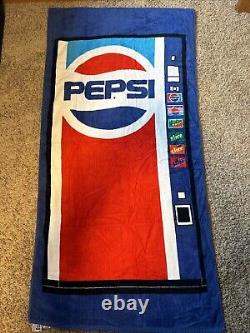 Vintage 80s Pepsi Cola Vending Machine Beach Bath Towel Promo Advertise Made USA