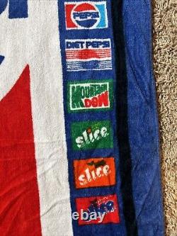 Vintage 80s Pepsi Cola Vending Machine Beach Bath Towel Promo Advertise Made USA