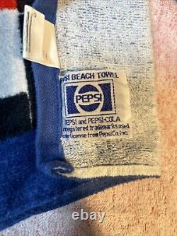 Vintage 80s Pepsi Cola Vending Machine Beach Bath Towel Promo Advertise Made USA