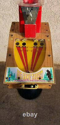 Vintage Bear Hunting Game trade stimulator interactive Gumball Machine & Stand