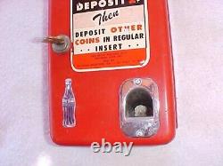 Vintage Coca Cola 2 cent Bottle Deposit Changer For Coke Vending Machine / Sign