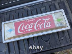 Vintage Coca-Cola Plastic Vending Machine Sign Face Mid Century Atomic Starburst
