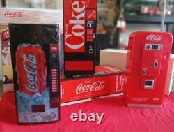 Vintage Coca-cola Miniature Vending Machines (3) Made Of Plastic Am-fm Radios