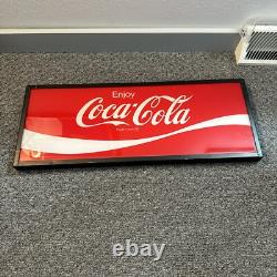 Vintage Glass Coca Cola Machine Panel ENJOY COCA COLA Metal Frame 10x25.75