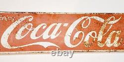 Vintage Large Coca Cola Coke Metal Advertising Sign Soda Vending Machine Panel