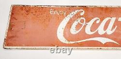 Vintage Large Coca Cola Coke Metal Advertising Sign Soda Vending Machine Panel