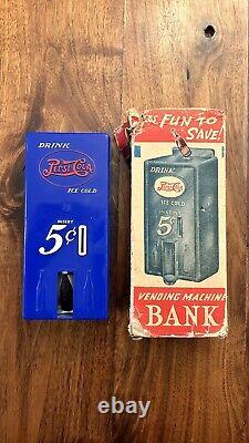 Vintage MARX 1950's PEPSI COLA VENDING MACHINE BANK With BOTTLE AND BOX