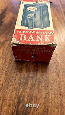 Vintage MARX 1950's PEPSI COLA VENDING MACHINE BANK With BOTTLE AND BOX