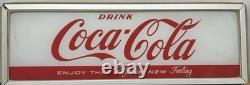 Vintage MCM 1950s Coca-Cola Backlit Vending Machine Glass Sign 24x8 AL Frame
