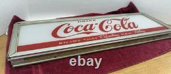 Vintage MCM 1950s Coca-Cola Backlit Vending Machine Glass Sign 24x8 AL Frame