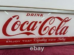 Vintage MCM 1950s Coca-Cola Backlit Vending Machine Glass Sign 24x8 AL Frame