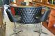 Vintage Mid Century Chromcraft Black Faux Leather & Chrome Dry Bar & 2 Stools