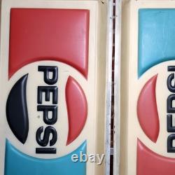 Vintage Pepsi Sign Lot of 2 48x24 Vending Machine Panel Molded Plastic Rare