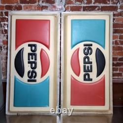 Vintage Pepsi Sign Lot of 2 48x24 Vending Machine Panel Molded Plastic Rare