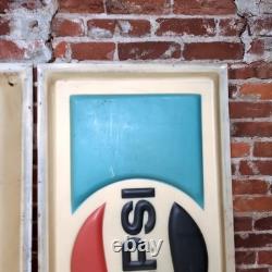 Vintage Pepsi Sign Lot of 2 48x24 Vending Machine Panel Molded Plastic Rare