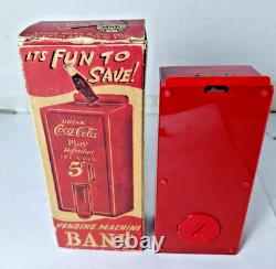 Vtg. 1950's Original Marx Coca-Cola 5 Cent Vending Machine Dispenser Bank WithBox