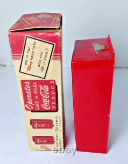 Vtg. 1950's Original Marx Coca-Cola 5 Cent Vending Machine Dispenser Bank WithBox