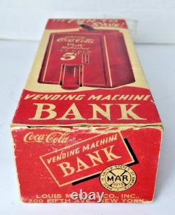 Vtg. 1950's Original Marx Coca-Cola 5 Cent Vending Machine Dispenser Bank WithBox