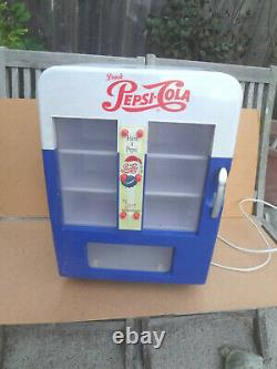 Vtg Pepsi Cola Collectible Dispenser Mini Refrigerator Vending Machine Fridge