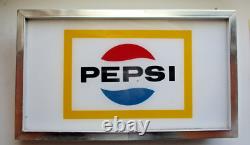 Vtg Pepsi Cola Lighted Vending Machine Glass Insert Wired Sign Frame 20x12 Soda