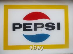 Vtg Pepsi Cola Lighted Vending Machine Glass Insert Wired Sign Frame 20x12 Soda